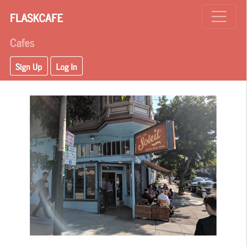 flask cafe screenshot